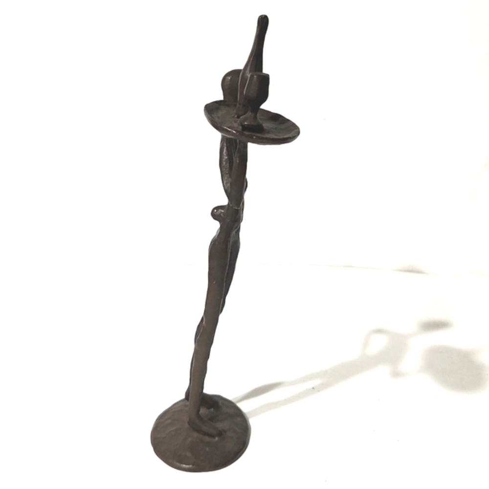 Vintage Bronze Brutalist Abstract Sculpture Wine Cocktail Waiter 10.7" Tall - Picture 11 of 14